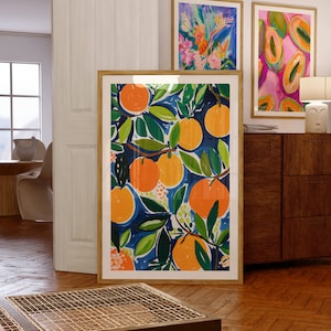 Trendiges Verano Poster, 70er Jahre Wanddruck, Maximalist Orange Wandkunst, Küchen Poster, Sommerhaus Kunst, Psychedelische Kunst, Retro Illustration, Trippy Kunst