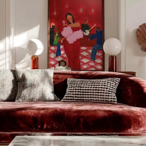 Jazz Restaurant Wall Art Print | Red Pink Cocktail Lounge Painting | Women And Wine Eclectic Maximalist Music Bar Poster Dining Room Decor image 16
