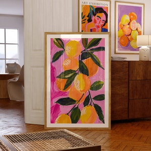 Amalfi Coast Lemons Printable Poster Set of 3, La Dolce Vita Poster Set Kitchen Wall Art, Fruit Market Art Poster, Retro Aesthetic Wall Art
