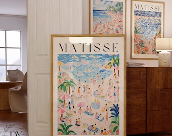 Lot de 3 impressions - affiche esthétique Matisse pour une exposition d'art dans une galerie moderne, art mural minimaliste neutre, idée cadeau de découpes Matisse