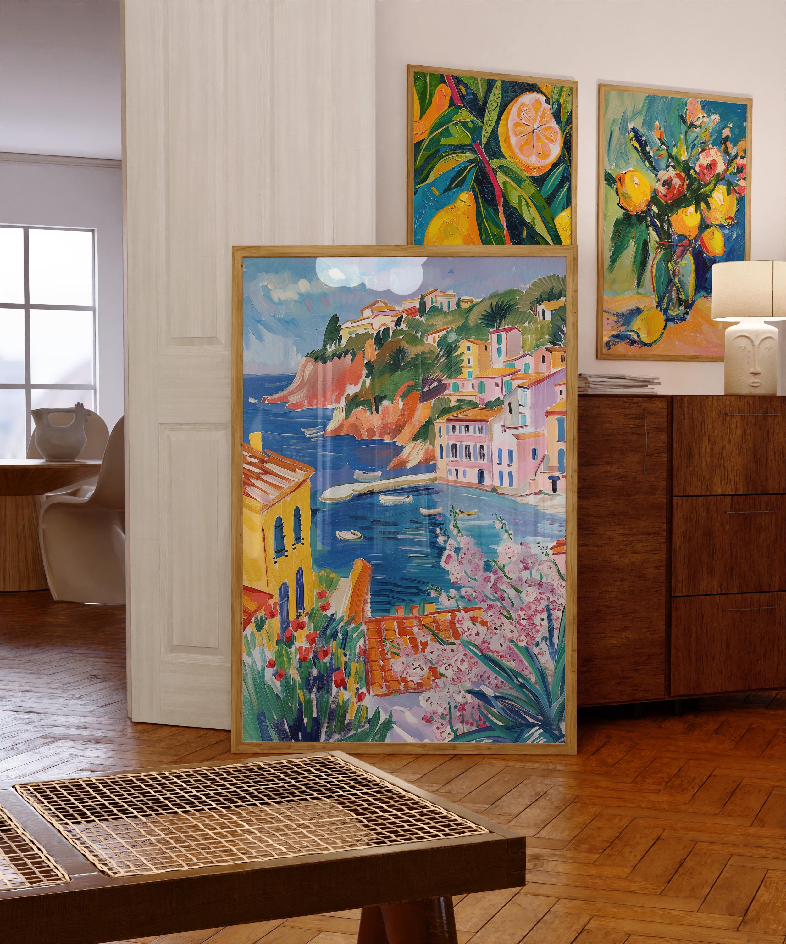 Amalfi Coast Art Print: Matisse Style Italian Seaside Cafe - Etsy