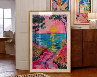 Verano Poster, 70s Wall Print, Matisse Print, Summer House Poster, Retro Print, Trendy Eclectic Print, Dorm Room Decor, Maximalist Decor