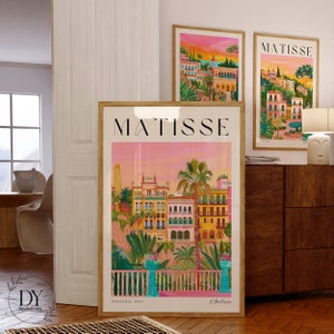 Conjunto de 3 gravuras de paisagem de Henri Matisse, arte de parede colorida, decoração estética para o quarto, pôster de Matisse para exposição em galeria moderna, ideia para presente.