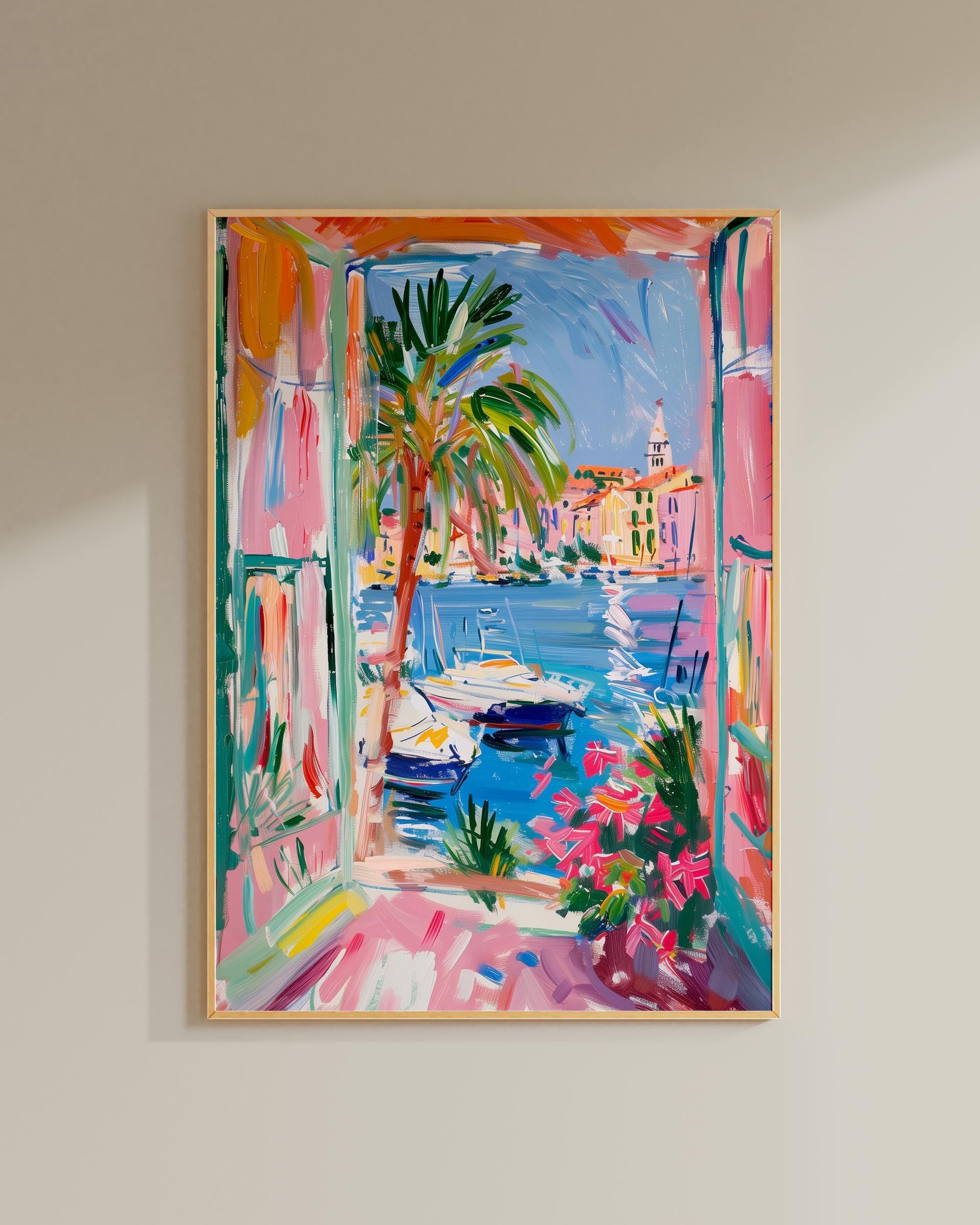 Mediterranean Window View Printable Art – Coastal Lemon Tree Wall