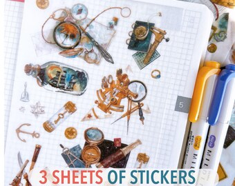 Vintage Travel Washi Sticker Set, World Landmarks, Scrapbook Supplies