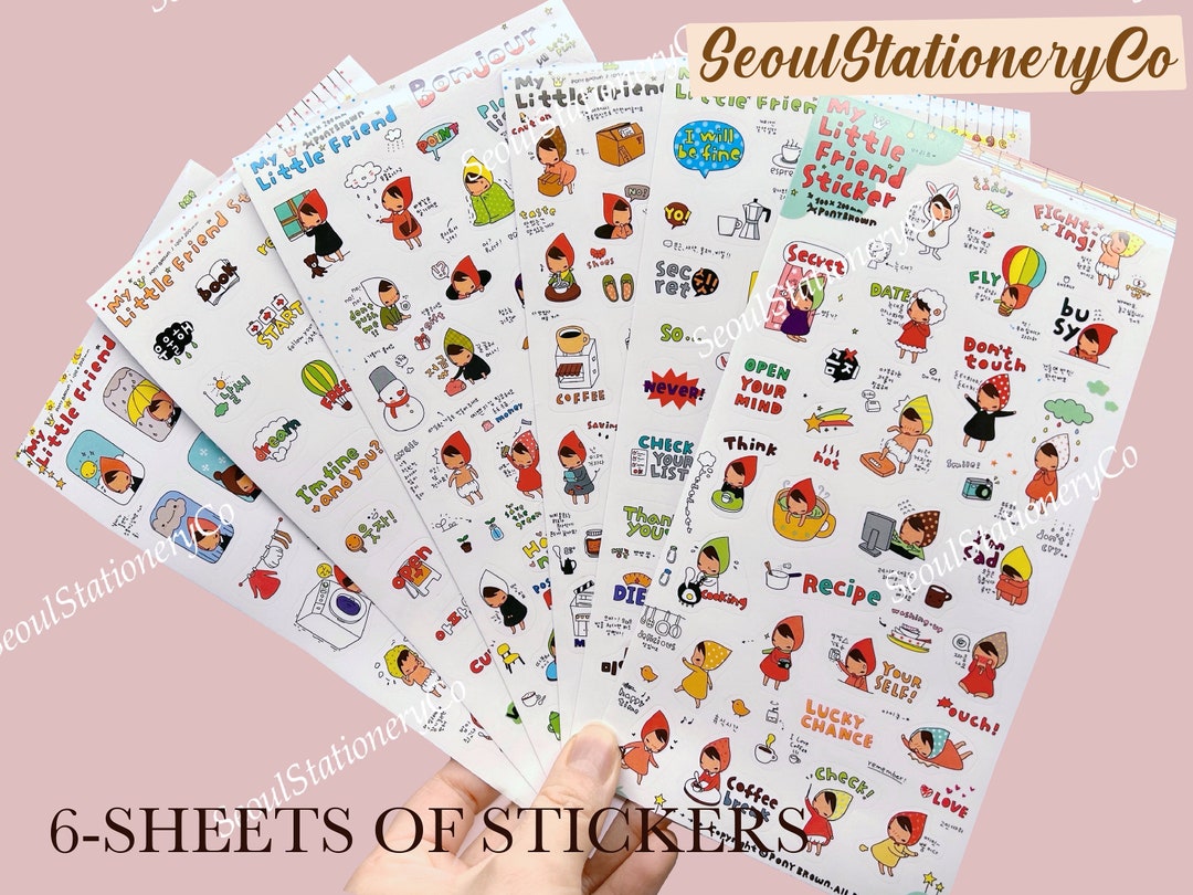 6 Sets of Korean Carton Sticker Sheets, Daily Life Sticker Sheets ...