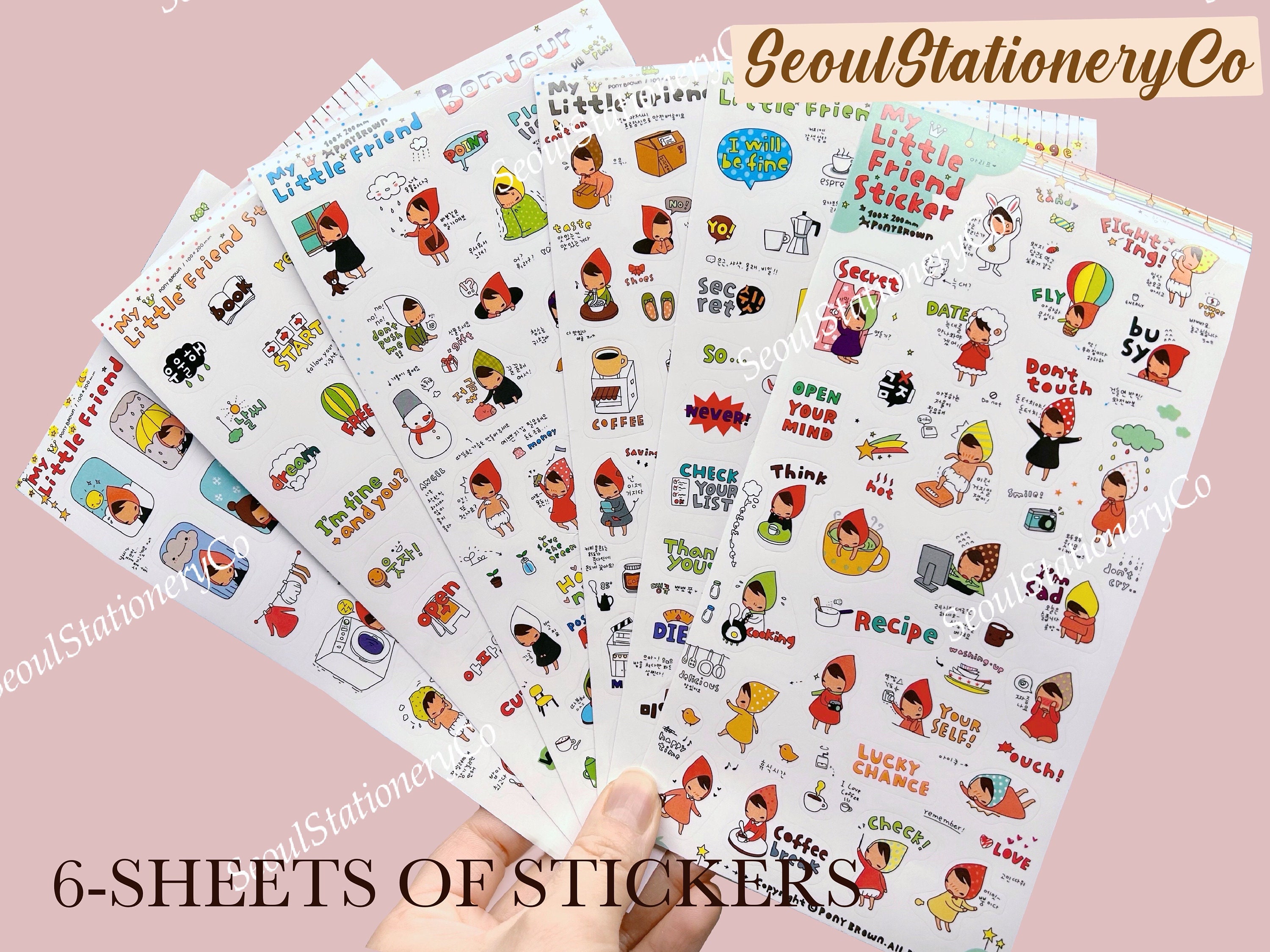 6 Sets of Korean Carton Sticker Sheets, Daily Life Sticker Sheets ...
