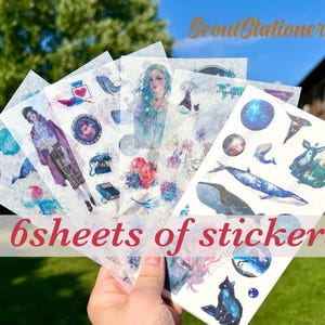 6 sheets of Washi stickers, Daily Life sticker sheet, Decorative Sticker, Journalling Planner, ScrapbookDecorative masking tape