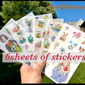 6 sheets of Washi stickers, Daily Life sticker sheet, Decorative Sticker, Journalling Planner, ScrapbookDecorative masking tape