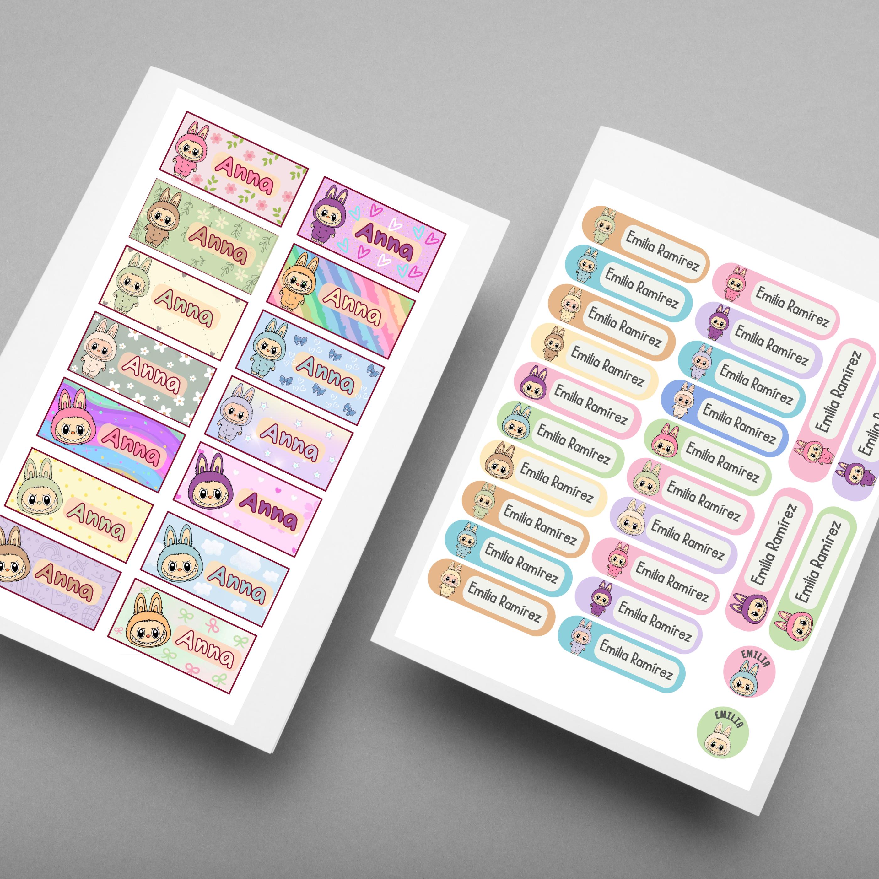 Labubu School Labels, School Book Labels, Cute Name Tags, Personalized Printable, Printable Back to School Stickers, labels Png and Pdf