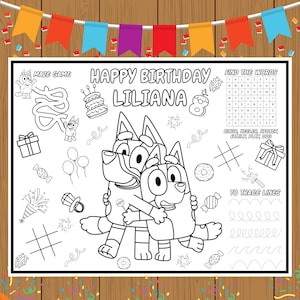 Peppa pig birthday placemat, Kids Activity Coloring Page peppa pig, party favor peppa pig, Party Placemat, Party Activity Sheet peppa pig.