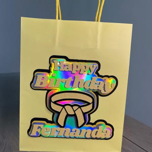 Personalized Gift Bag with Martial Arts Belt, Gift for Karate Kid, Martial Arts Party Favor Bag, Karate or Taekwondo Gift Bag, Martial Arts