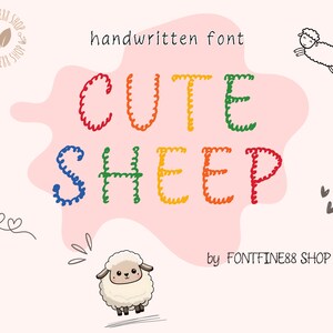 Handwritten Fonts for Goidnotes, Cute Study Note Font, Student Notetaking Fonts, Display Font Ipad, Canva, Precreate, Simple Planner, Sheep