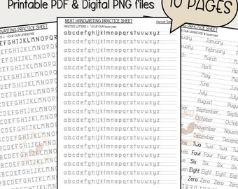 Improve Handwriting Worksheets Practice, Printable Hand lettering Sheet Penmanship Workbook, Alphabet Writing Practice, ABC Letter tracing,A