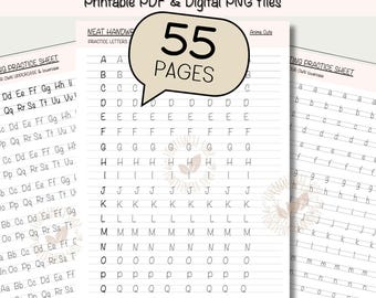 Improve Handwriting Lettering Practice Worksheets, Penmanship Practice, Aesthetic Hand Writing Practice Workbook , Alphabet Writing Sheet