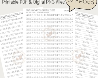 Printable Handwriting Practice Worksheets, Neat Handwriting Worksheets, Alphabet Writing Practice, ABC Handwriting Workbook Adult , Banoffee