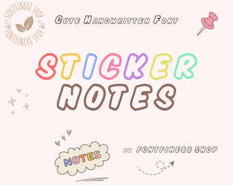 Bold Font Cute Handwriting Font, Neat Handwritten Font Lovely Font, Goodnotes Font, Modern Study Notes Font, Procreate Fonts, Sticker Notes