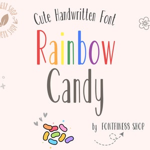 Rainbow Candy, handskrivet typsnitt för Goodnotes Procreate Enkelt typsnittsstudie Digitalt anteckningstypsnitt Snyggt handskrivet typsnittsplanerare Ren Canva