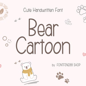 Neat Handwriting Font for Goodnotes, Girly Handwriting Student Notetaking Font, Simple Cute Hand Lettered Font , Planner Font, Bear Cartoon