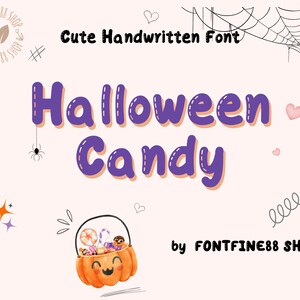 Decorative Handwritten Font, Bold Bubble Cute Simple Font for Ipad, Digital Notetaking Font, Display Handwriting Canva Font, Halloween Candy
