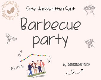 Neat Handwriting Font for Goodnotes, Cute Handwritten Girly Font, Study Notetaking Simple Font, Procreate Planner Ipad Font, Barbecue Party