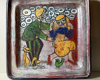 マリアンヌ・スタルク プレート Marianne Starck Ceramic Wall Plate, Rare Blue Glaze Version, for