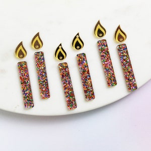 Glitter Birthday Candle Acrylic Earring Blanks - DIY Jewelry Making