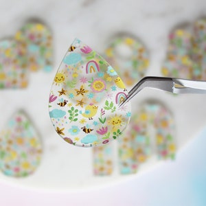 Spring Icon Printed Earring Blanks - Easter Earring Blanks - DIY Acrylic Earrings - Acrylic Blanks for Earring Makers