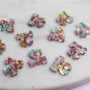 Boho Dot Bow Stud Earring Blanks: Silver Mirror Acrylic DIY Earrings