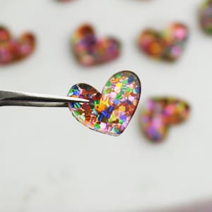 Rainbow Glitter Heart Earring Blanks: Laser Cut Acrylic Charms