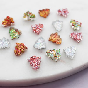 Tinsel Christmas Tree Stud Earring Blanks: DIY Acrylic Earrings (.5&quot; x .55&quot; x .13&quot;)