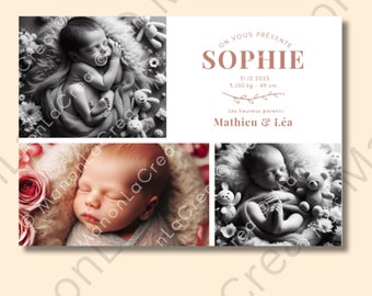 Rectangle Birth Announcement - Customizable