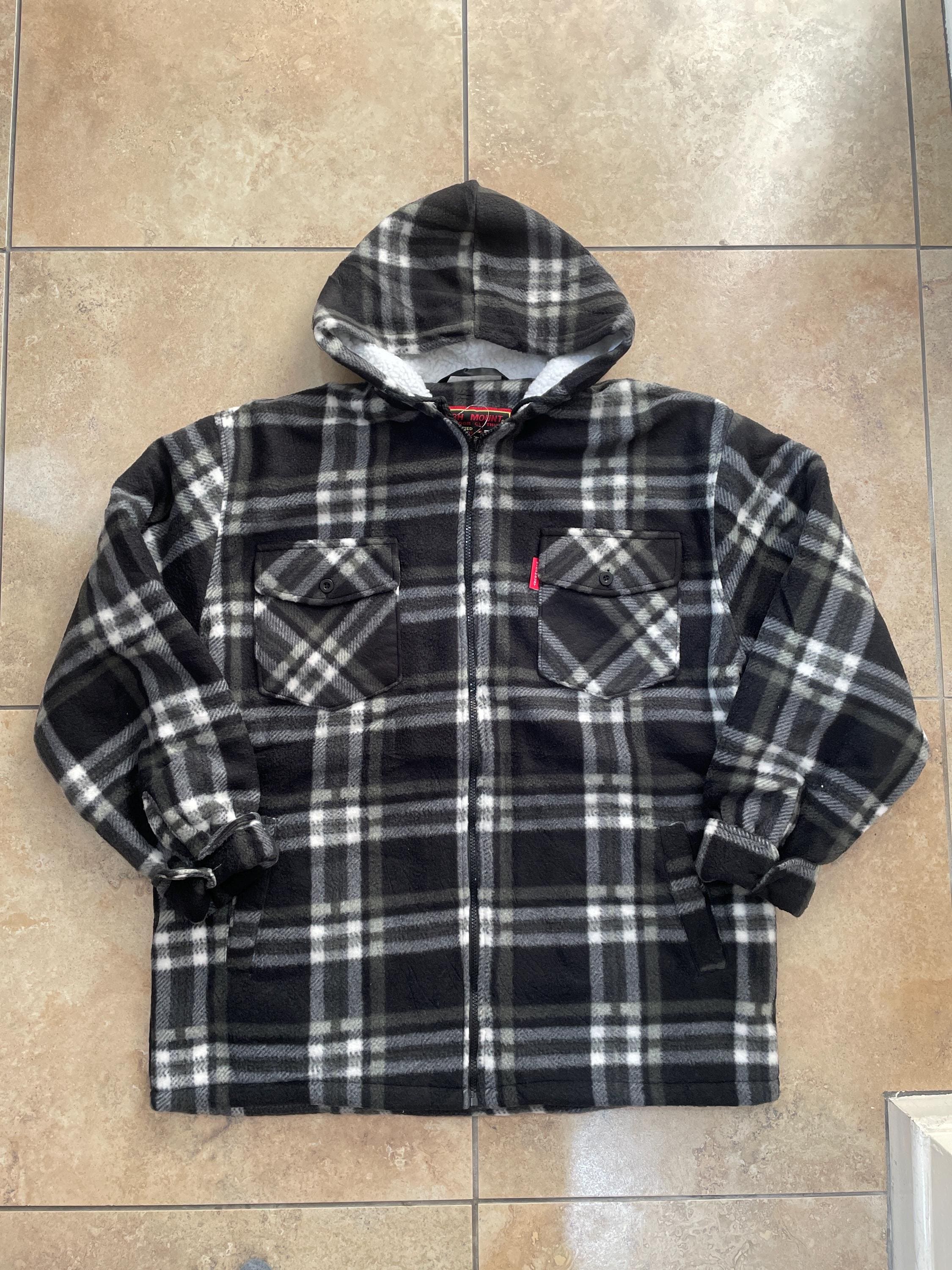 【BLACK】Detachable hood plaid jkt Men's Fleece Lined Plaid Lumberjack Jacket With Detachable Hood - Etsy