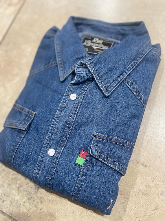 Duke Men's Western Denim Shirt Long Sleeve UK