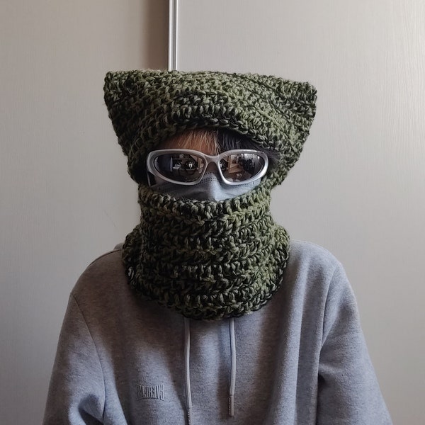 Cagoule chat, cat balaclava crochet