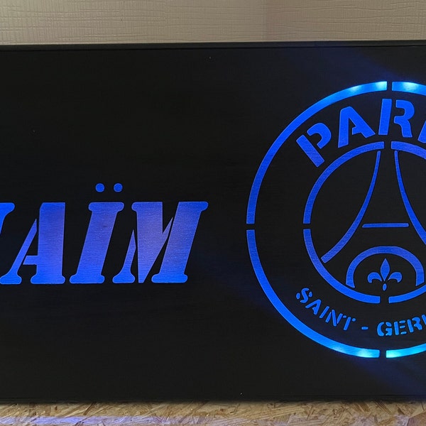 Cadre lumineux football prénom personnalisé Cadeaux  PSG, Bayern, City...(frais de port gratuit)