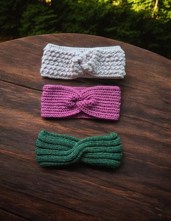 Handmade Crochet Knit Headband | 70% Cotton, Winter Ear  display picture 2