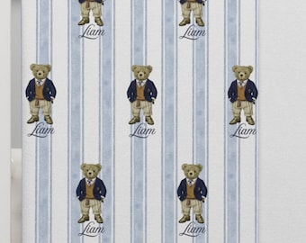 Little Bear Cozy Blue Stripe Fleece Baby Blanket (30" × 40")