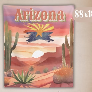 Tapestry Wall Art, Southwest Desert Landscape Hanging,Arizona Sunset Home Decor, Boho Chic Wall Decoration, Housewarming gift,Arizona desert