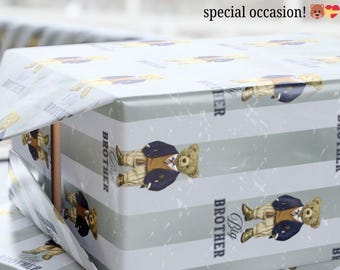Vintage Bear Theme Wrapping Paper, Vintage Style Gift Wrap Sheets