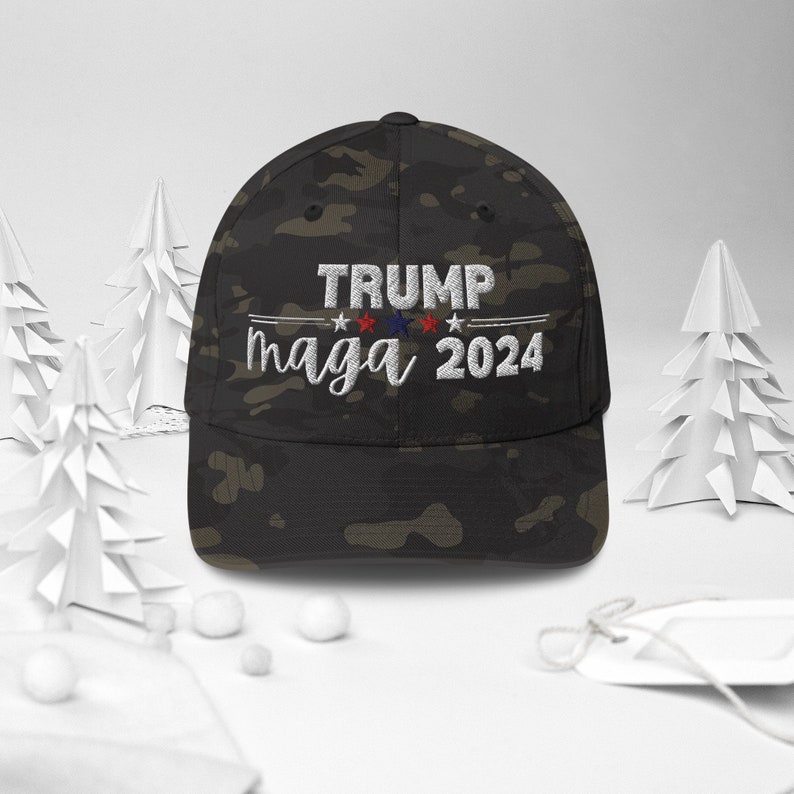 Trump 2024 MAGA Hat – Custom Embroidered Hat | Elastic stretch band | Comfortable Fit | | Ideal for Patriotic Events | MAGA