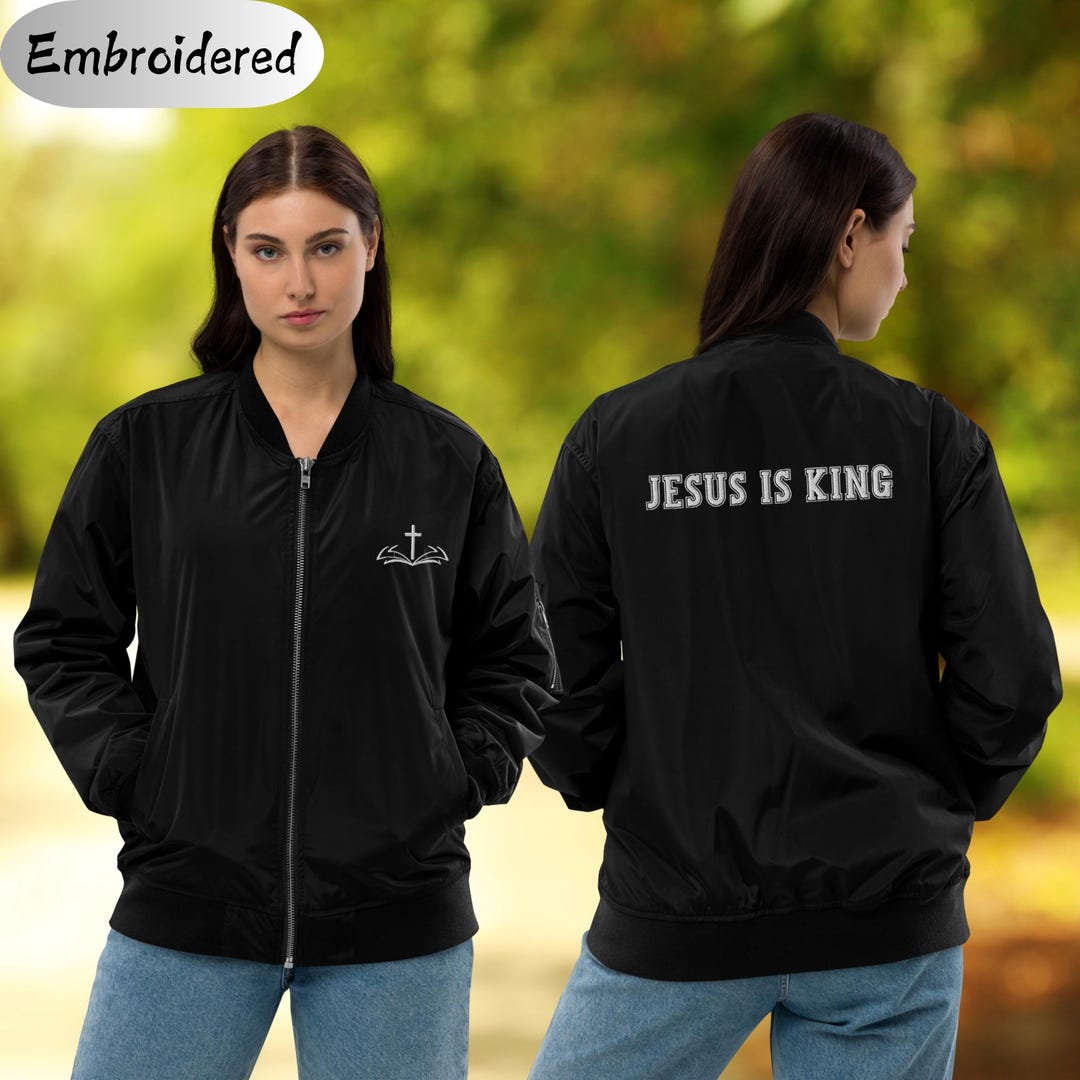 Jesus is King Bomber Jacket: Eco-friendly Christian Apparel - Etsy