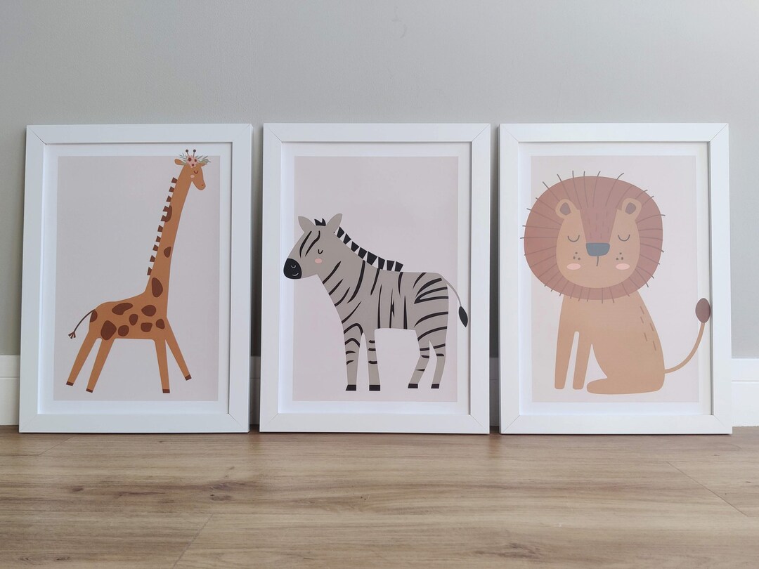 Safari Nursery Prints Lion, Zebra, Giraffe Set of 3 Baby Shower Gift ...