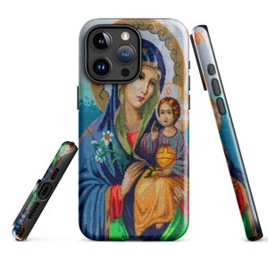 iPhone-Abdeckung, robuste Schutzhülle mit Tapisserie-Aufdruck „Jungfrau Maria“ für das iPhone