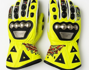 Motorcycle Racing Gloves | CE Armored Leather Gauntlet Biker Gloves | Track Day Protective Sport bike Gear | Custom Motorcycle Gloves