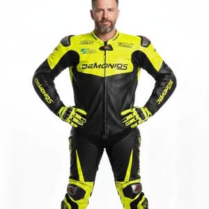 Tuta in pelle da moto personalizzata - Tuta da motociclista professionale con armatura CE - Abbigliamento protettivo da motociclista per uomo immagine 1