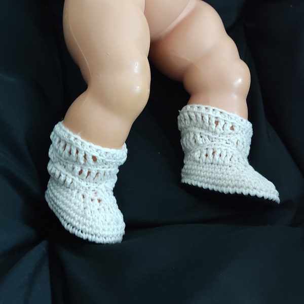 bottes mi-saison pour bébé 0/6 mois  en coton  au crochet fait main