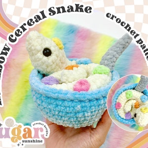 Crochet Pattern: Rainbow Cereal Snake, Cute Plush Crochet Pattern, Kawaii Crochet Pattern, Stuffed Animal Crochet Pattern, Weird Crochet