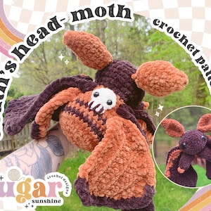 Crochet Pattern: Cuddly Death's-Head Moth Plush Amigurumi, Cute Plush Crochet Pattern, Goth Crochet Pattern, Stuffed Animal Crochet Pattern