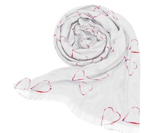 Watercolor Hearts Light Scarf Spring Valentine